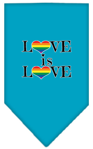 Love is Love Screen Print Bandana Turquoise Large